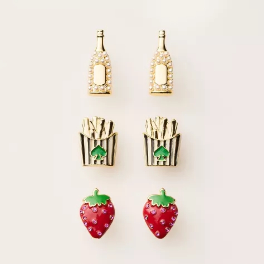 Kate Spade X Target - Mixed Novelty Stud Earrings 3pk NWT Limited Collection